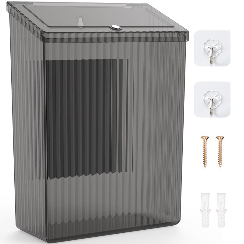 Sealegend Magnetic Slim Trash Can Wastebasket with Lid Lint Bin Storage Bins Perfect for Kitchen Fridge Cabinet Bathroom Laundry Room Organization Black